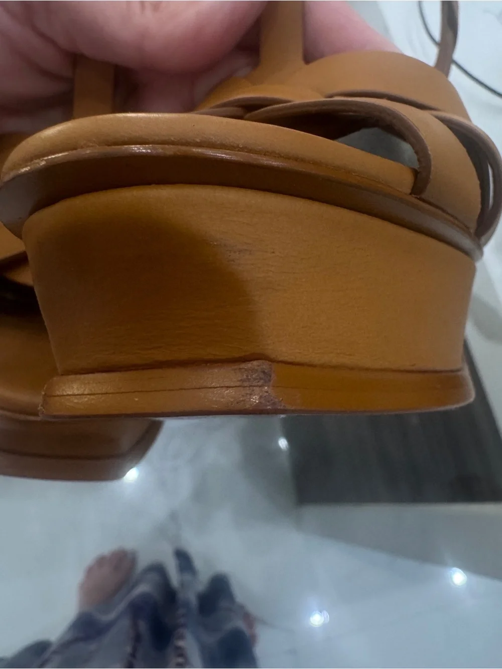 Yves Saint Laurent Tribute Leather Platform Sandals - Picture 10 of 10